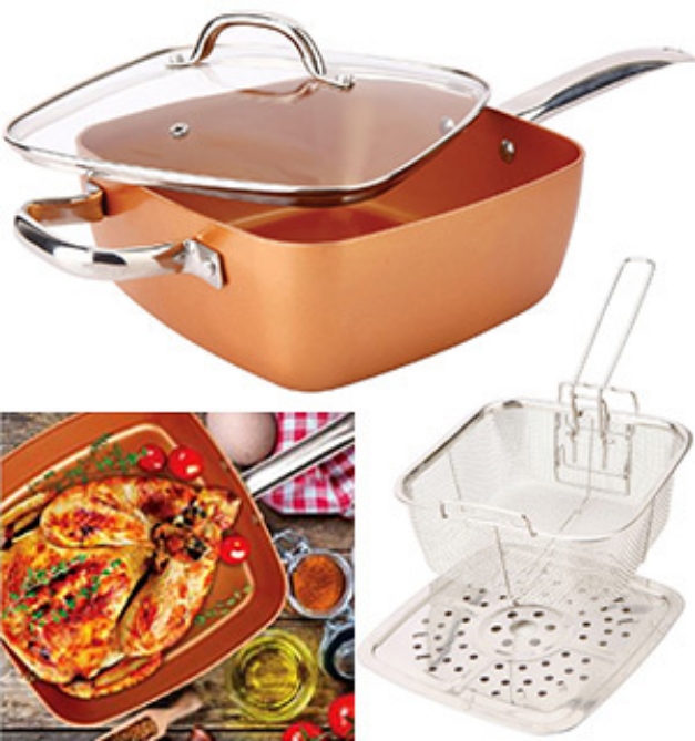Click to view picture 7 of 4-pc Square Copper Cookware Pan Set