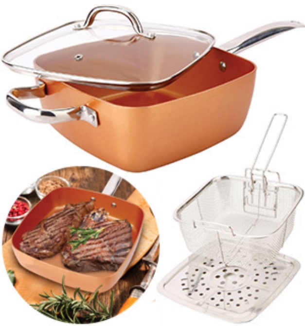 Picture 6 of Buy 1 Get 1 - Copper Cook<br />Square Copper Pan 4PC Set