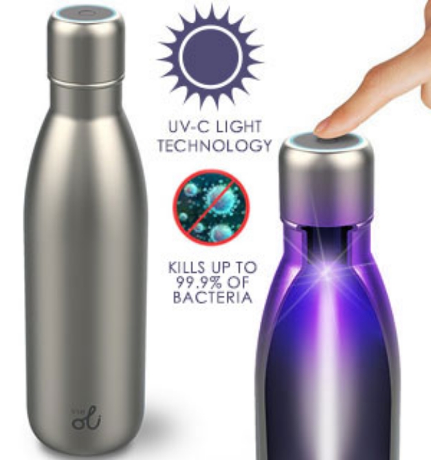 Click to view picture 6 of Insulated Water Bottle with UV-C Sanitizing Cap