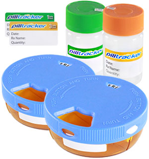 PillTracker Automatic Medication Tracking Bottle and Case (4-piece Set)