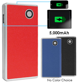 Portable Leatherette Power Cell - 5000 mAh