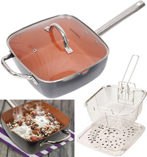 4-pc Square Copper Cookware Pan Set - New and Improved