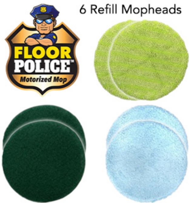 Picture 1 of Floor Police Motorized Mop Replacement Pads - Set of 6