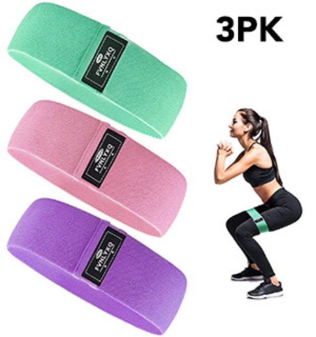 Picture 1 of 3pk Fitness Training Resistance Band Set: Hips, Thighs, and Butt