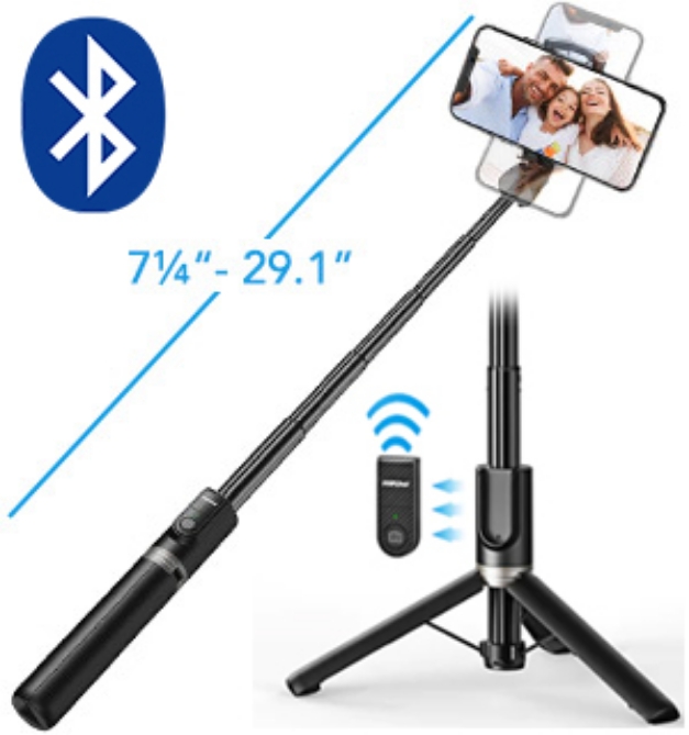 Picture 1 of Ultimate Selfie Stick Tripod with Bluetooth Remote Shutter Button