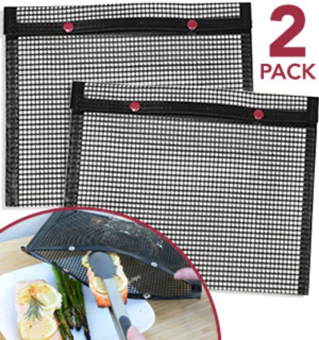 Picture 1 of Oven and Grill Mesh Bags: Reusable 2pk BBQ Pouches