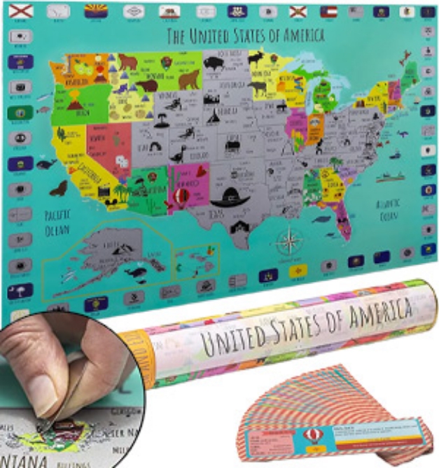 Picture 1 of Scratch-Off U.S. Map Kit