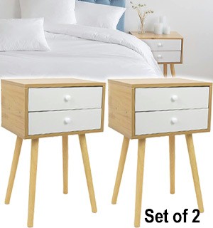 Set of 2  Side Tables (2 Drawers)  - Great for Bedrooms, Family Rooms and more