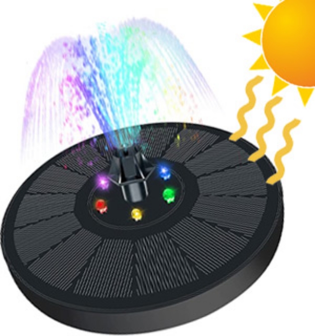 Picture 1 of Deluxe Solar-Powered Water Fountain with Color Changing LEDs