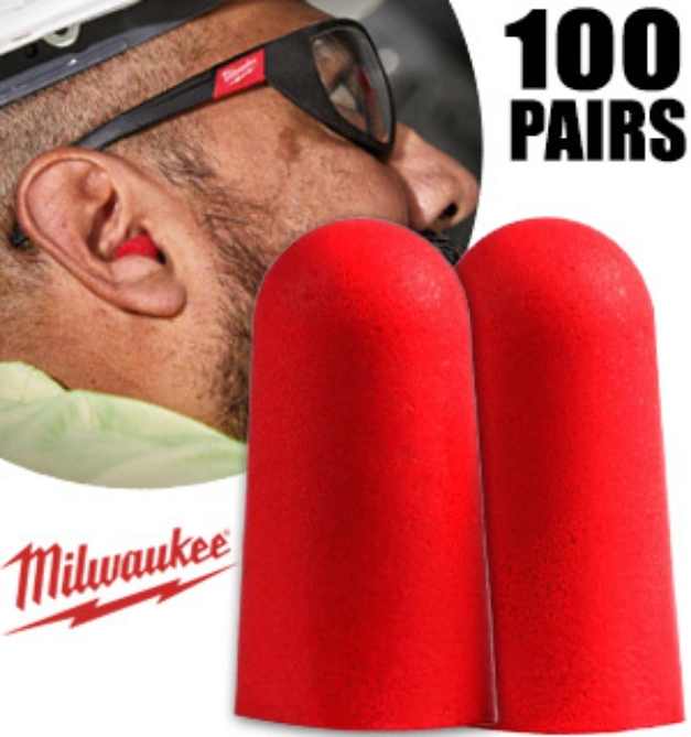 Picture 1 of Milwaukee All Day Comfort Disposable Ear Plugs - Individually Wrapped (Box of 100 Pair) w/32 dB Noise Reduction Rating