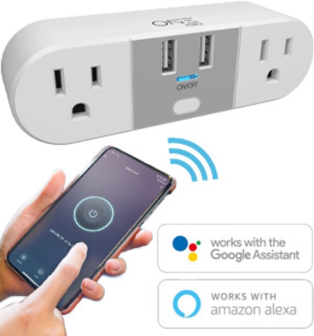 Picture 1 of Smart Wifi Dual Outlet Plug With USBs