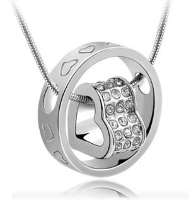 Picture 1 of Genuine Swarovski Circle with Heart Necklace