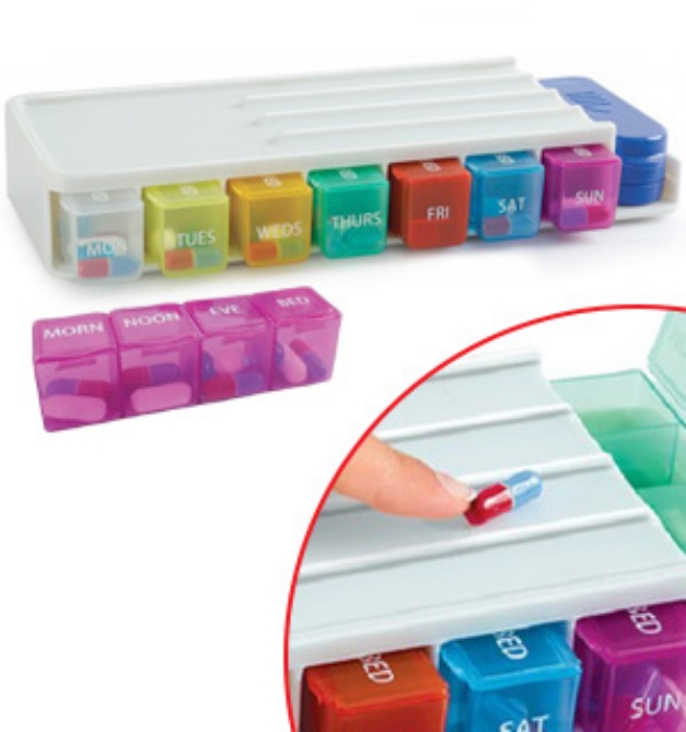 Picture 1 of Weekly Pill Organizer and Sorter with Pill Cutter