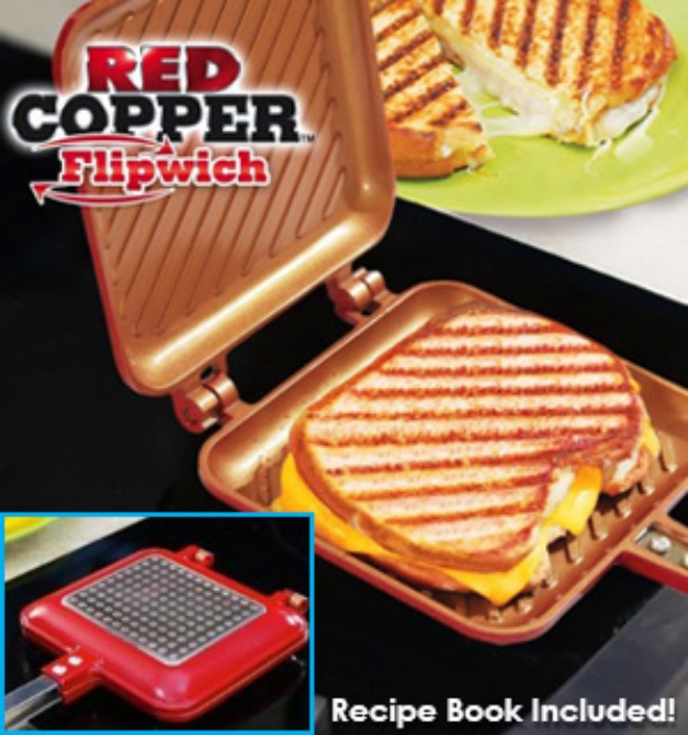 Picture 1 of Red Copper Flipwich: The Nonstick Panini-Making Pan