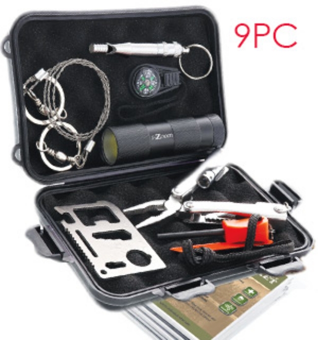 Picture 1 of 9pc SWAT Survival Kit with Waterproof Case