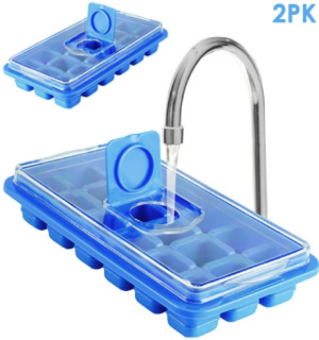 Picture 1 of No-Spill Ice Cube Tray 2-Pack