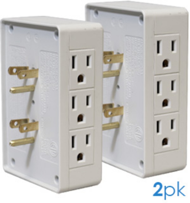 Picture 1 of 6 Way Sideway Electric Outlet Multiplier 2-Pack- Never Block An Outlet Again!