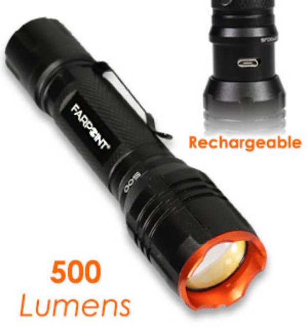 Picture 1 of Farpoint 500 Lumen LED Rechargeable Flashlight