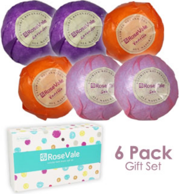 Picture 1 of RoseVale Spa Gift Set: 6 Bath Bombs & 6 Candles