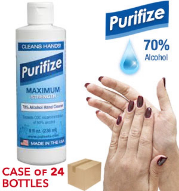 Picture 1 of Case of 24 - Purifize 8 oz Sanitizer Fresh Lemon Scent - Made in the USA