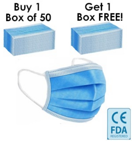 3Layer NonMedical (Disposable) Face Masks, Buy 1 Box, Get 1 Box Free