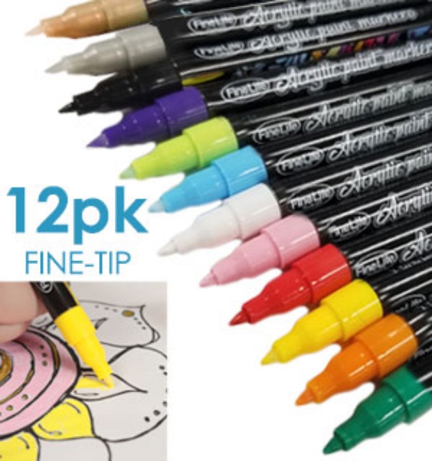 Picture 1 of Multi-Surface Acrylic Paint Markers - Set of 12