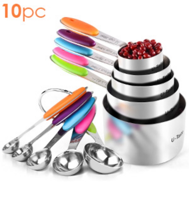 Picture 1 of 10 Piece Measuring Cups and Spoons Set