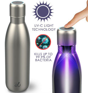 Insulated Water Bottle with UV-C Sanitizing Cap