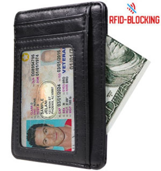 Picture 1 of RFID-Blocking Slim Wallet with ID Window