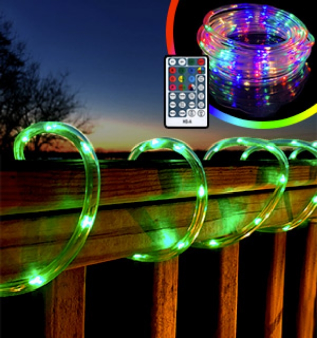 Picture 1 of 100 LED Indoor/Outdoor Color Changing Rope Lights w/ Remote