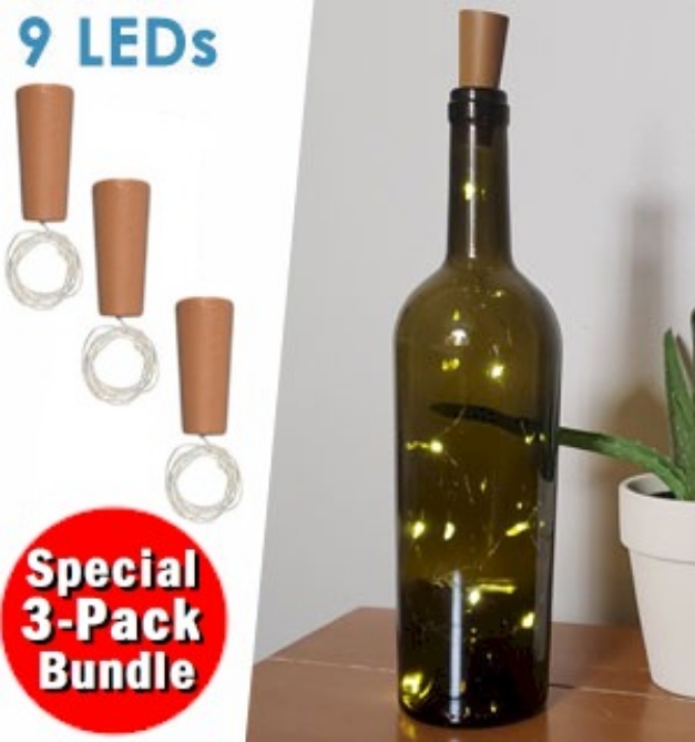 Picture 1 of 3-Pack of Wine Bottle String Lights w/ 9 LEDs