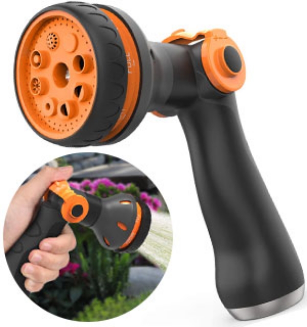 Picture 1 of Heavy Duty 8-Way Spray Hose Nozzle with Thumb Control