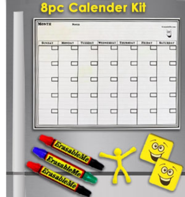 Picture 1 of ErasableMe Magnetic Dry Erase Monthly Calendar Kit