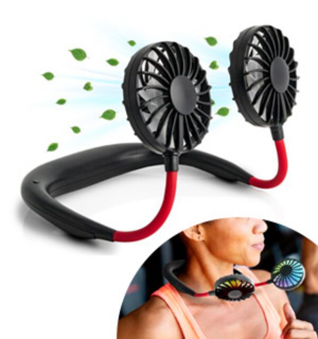 Picture 1 of Rechargeable Hands-Free Neck Fan With LED Lights