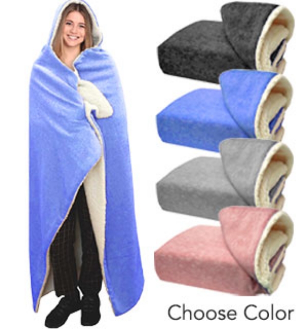 Picture 1 of Hooded Sherpa Throw Blanket
