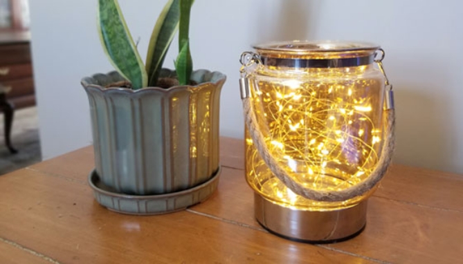 Picture 8 of Large Shimmer Decorative Glass Jar with Accent Fairy Lights