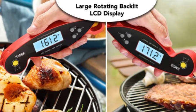 Click to view picture 2 of Instant Read Foldable Meat Thermometer With Large Digital Read Out