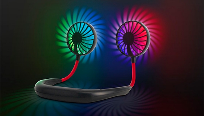 Picture 2 of Rechargeable Hands-Free Neck Fan With LED Lights