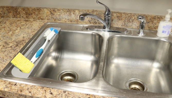Picture 2 of Sliding Sink Organizer with Towel Hanger