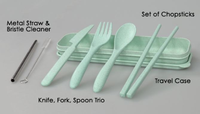 Picture 2 of On-The-Go Wheat Straw Utensil Set