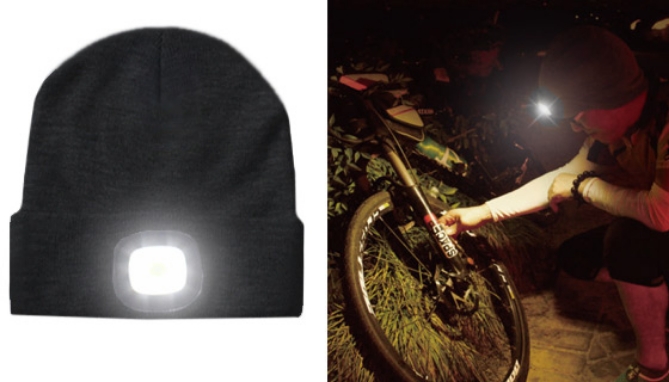 Picture 2 of Black USB Rechargeable LED Beanie: 200 Lumens