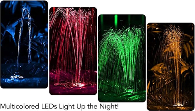 Click to view picture 2 of Deluxe Solar-Powered Water Fountain with Color Changing LEDs