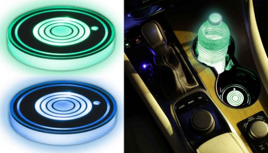 With the 2-Pack of Multicolored Cup Holder Lights, you can create a beautifully illuminated atmosphere in your car, home, or backyard. These fit right inside most car's cupholders but also work great as party coasters.