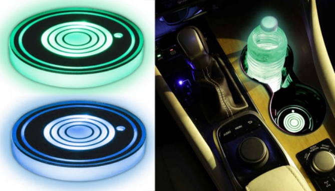 Picture 3 of 2-Pack Multicolored Coaster/Cup Holder Light w/ Nighttime and Motion Sensors