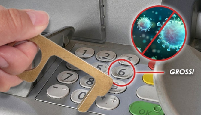 Picture 3 of Anti-Microbial Zero-Touch Key: Contactless Brass Door Opener Tool