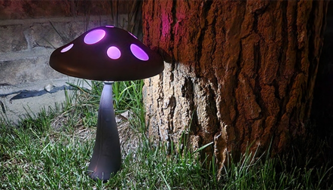 Picture 3 of Solar Powered Mushroom Landscape Light w/ Color Changing Lights