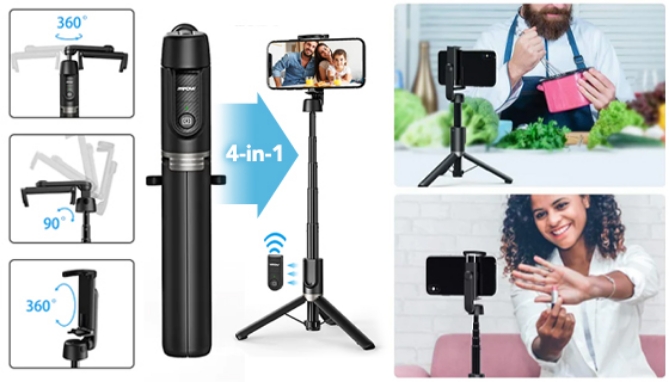 Picture 4 of Ultimate Selfie Stick Tripod with Bluetooth Remote Shutter Button