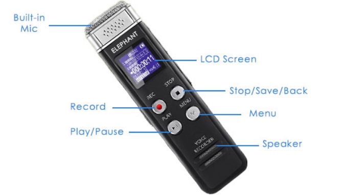 Click to view picture 2 of 4GB Elephant Digital Sound Recorder