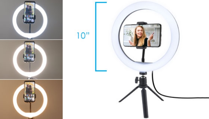 Picture 2 of 10 Inch LED Ring Light w/ Tripod and Phone Holder