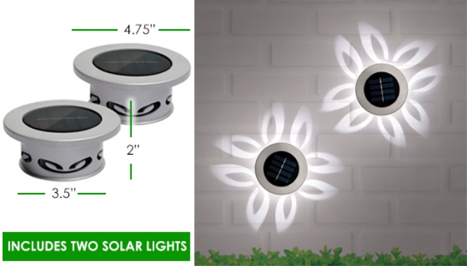 Picture 2 of Solar LED Cast Light With Elegant Leaf Pattern 2pk